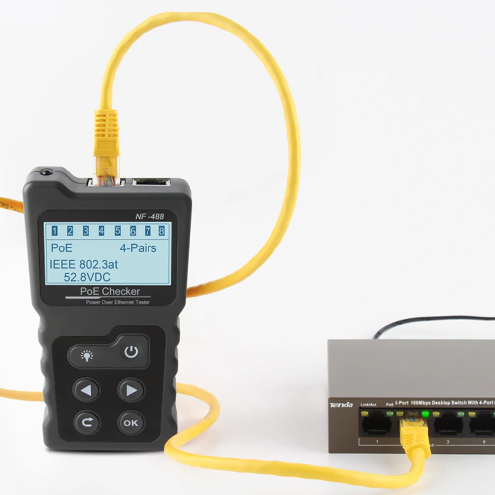 Сеть RJ45 Кабельный тестер CAT Многофункциональный ЖК тока для LAN/STP/UTP кабеля и PoE