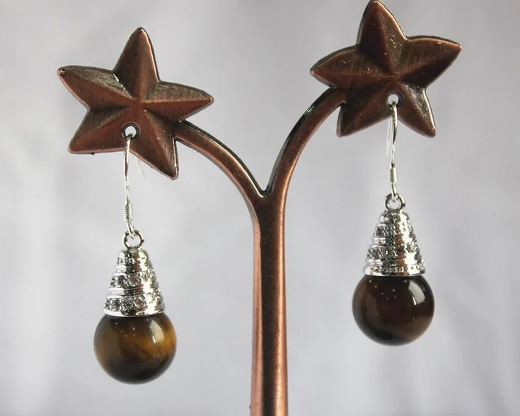 Красивые и высококачественные 12 мм Серьги Крючки из бисера с тигровым