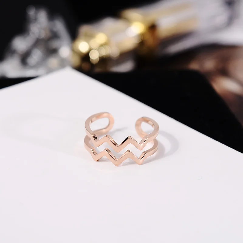 Ювелирные изделия из титановой стали YUN RUO 316L волнистое Открытое кольцо мозаика