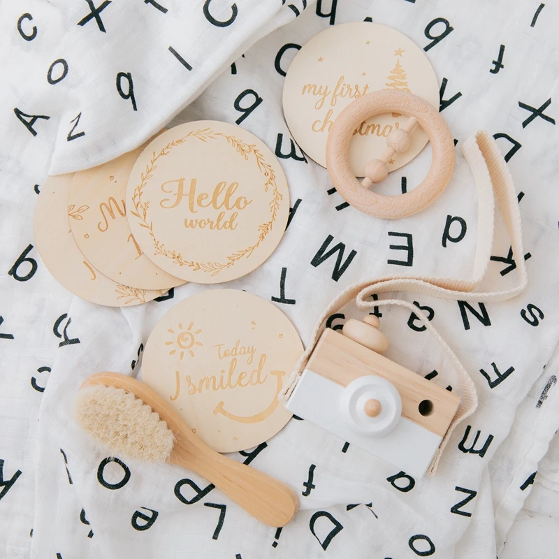 

Baby Photography Accessories Infant Monthly Growth Milestone Blanket Wood Camera Newborn Growth Photo Ornaments Room Decorations