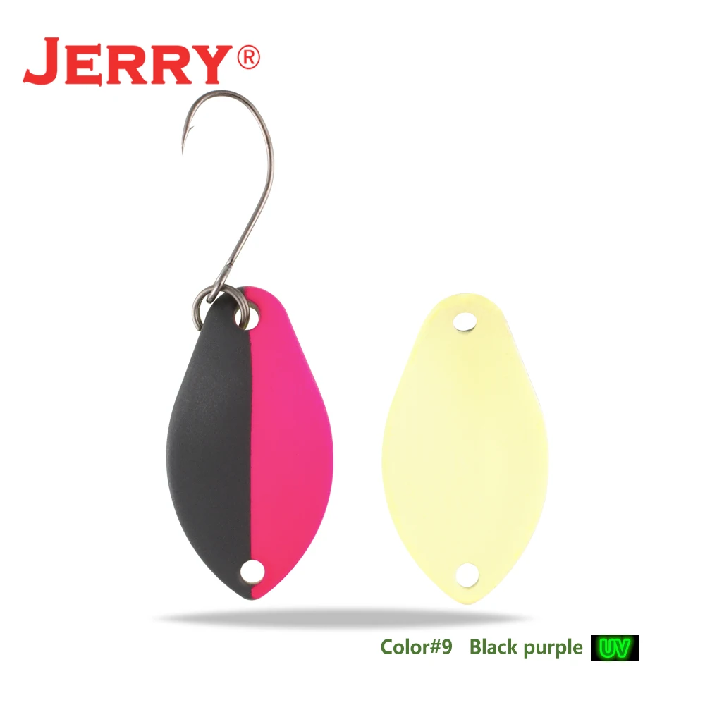 black purple Jerry 2 г 3 г микро форели ложки сверхлегкие латунные рыболовные ложки один крючок Пресноводные металлические приманки зона окуня для ловли щуки pesca - Цвет: black purple