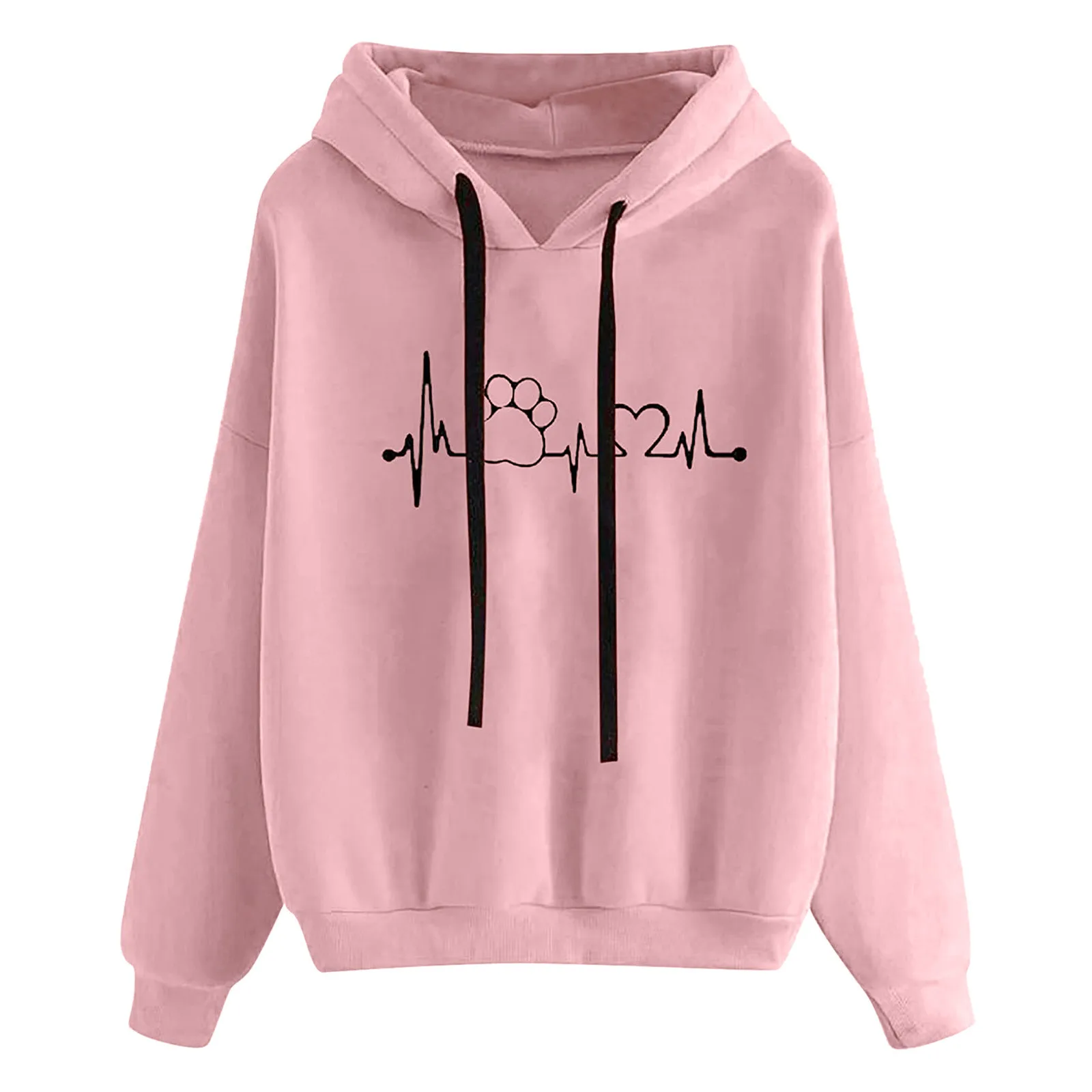 

Women's Heart Printing Comfy Hoodies Bright Color Autumn Long Sleeve Loose Casual Hoodies Sweatshirt Kawaii Clothes Moletom