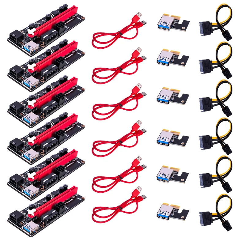 6 шт. новейший VER009 USB 3.0 PCI-E Райзер VER 009S Экспресс 1X 4X 8X 16X удлинитель PCIe адаптер карта