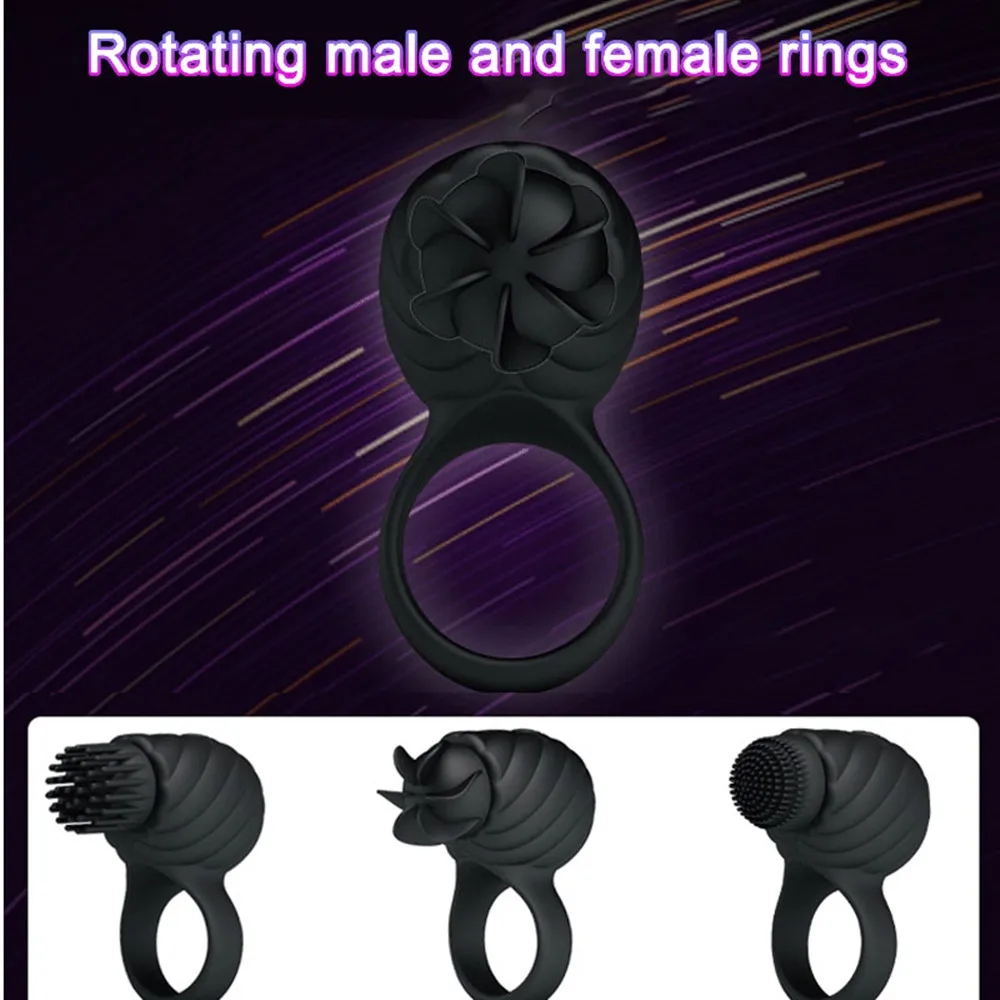 3 скорости вращающийся вибрирующий пенис кольцо USB перезаряжаемые кольца