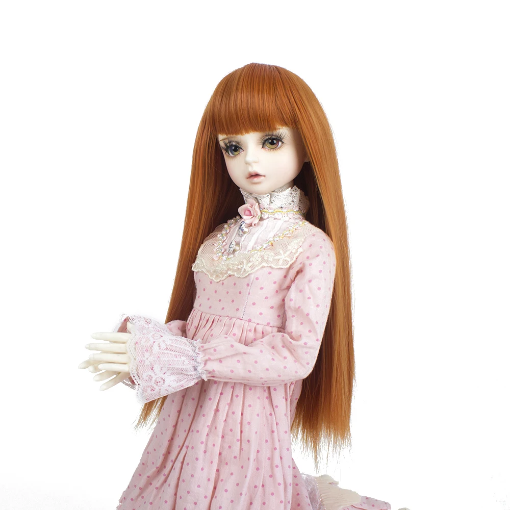 ; милый прически Silky straight, глубокий orange синтетический парик bjd кукла парик с полной челкой искусственные волосы пряди парик 1/3 1/4 1/6 1/8 для выбора