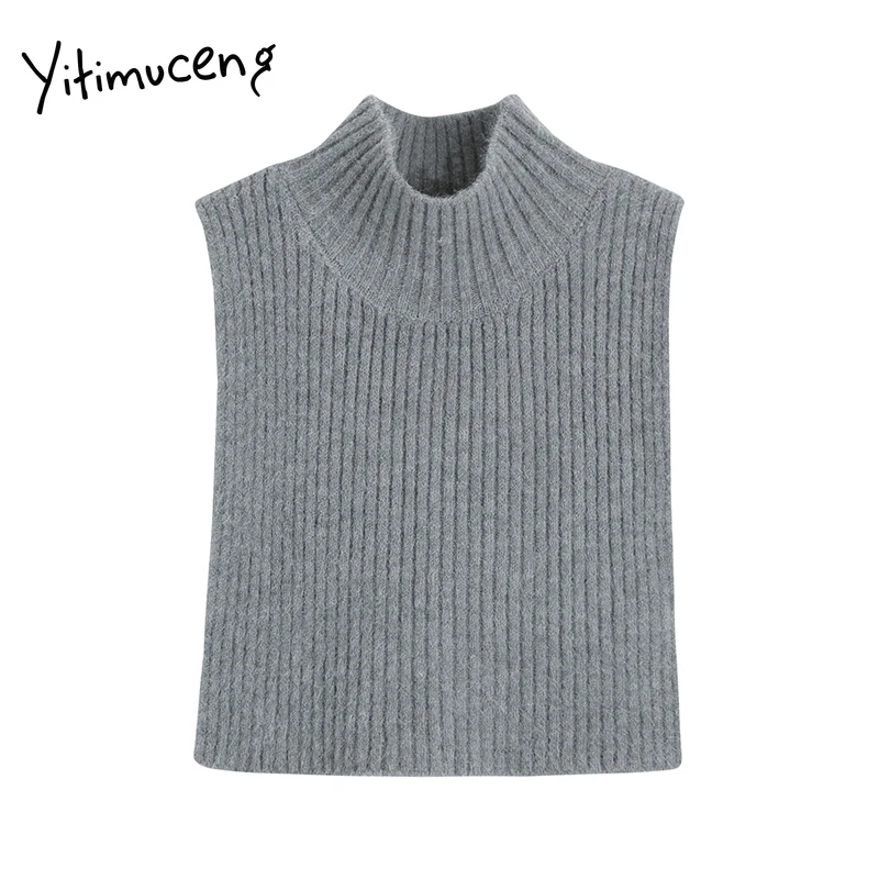 Свитер Yitimuceng с высоким воротником Женский вязаный Топ длинным рукавом зимняя