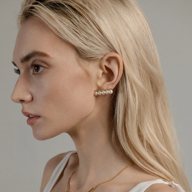 Женские серьги гвоздики с искусственным жемчугом ювелирные изделия в стиле