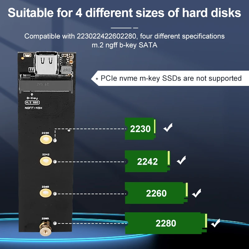 Корпус для твердотельного накопителя M2 NGFF SATA B Key M.2 на Type C USB 3 1 SSD внешний корпус