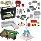 Игрушка города ручной работы для детей блокировка серии MOC фонтан мягкий бильярдный стол двухъярусные кровати аксессуары строительные блоки антистресс подарок