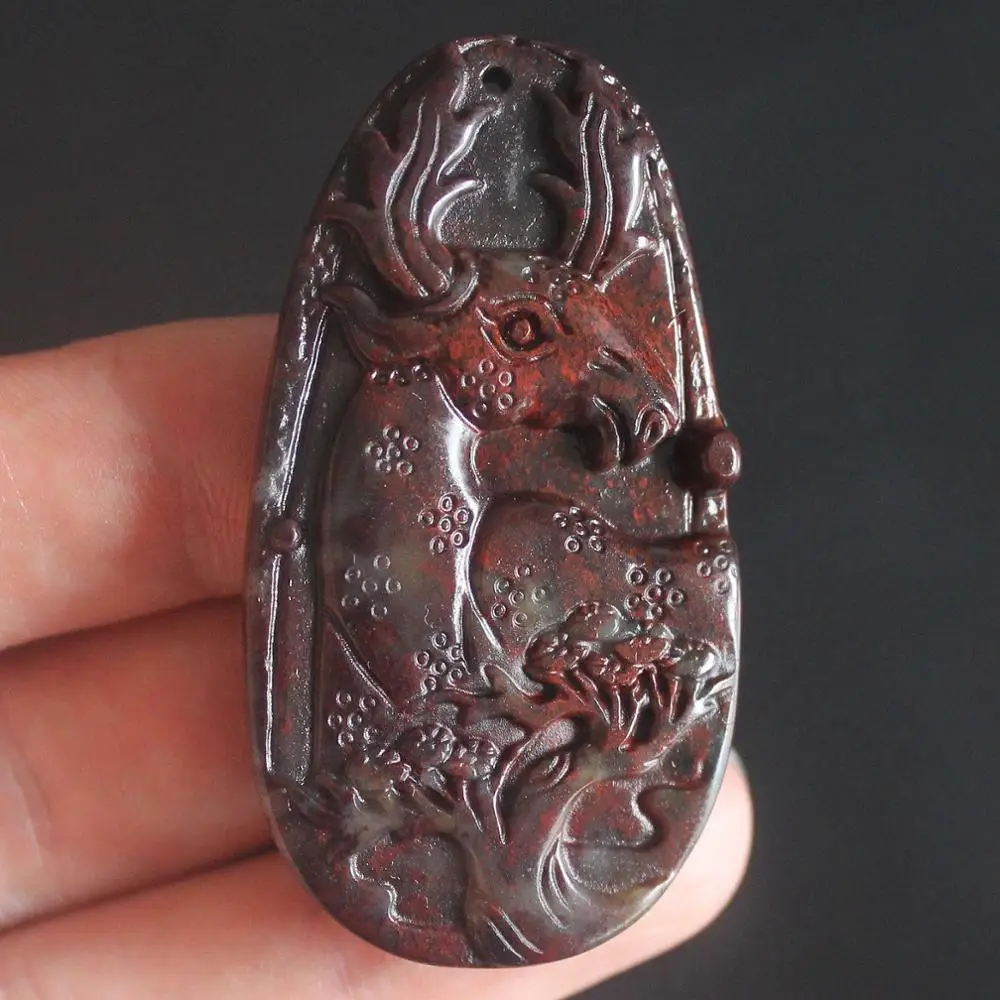 

Pretty natural Flame Jasper bird flower horse Pendant Bead