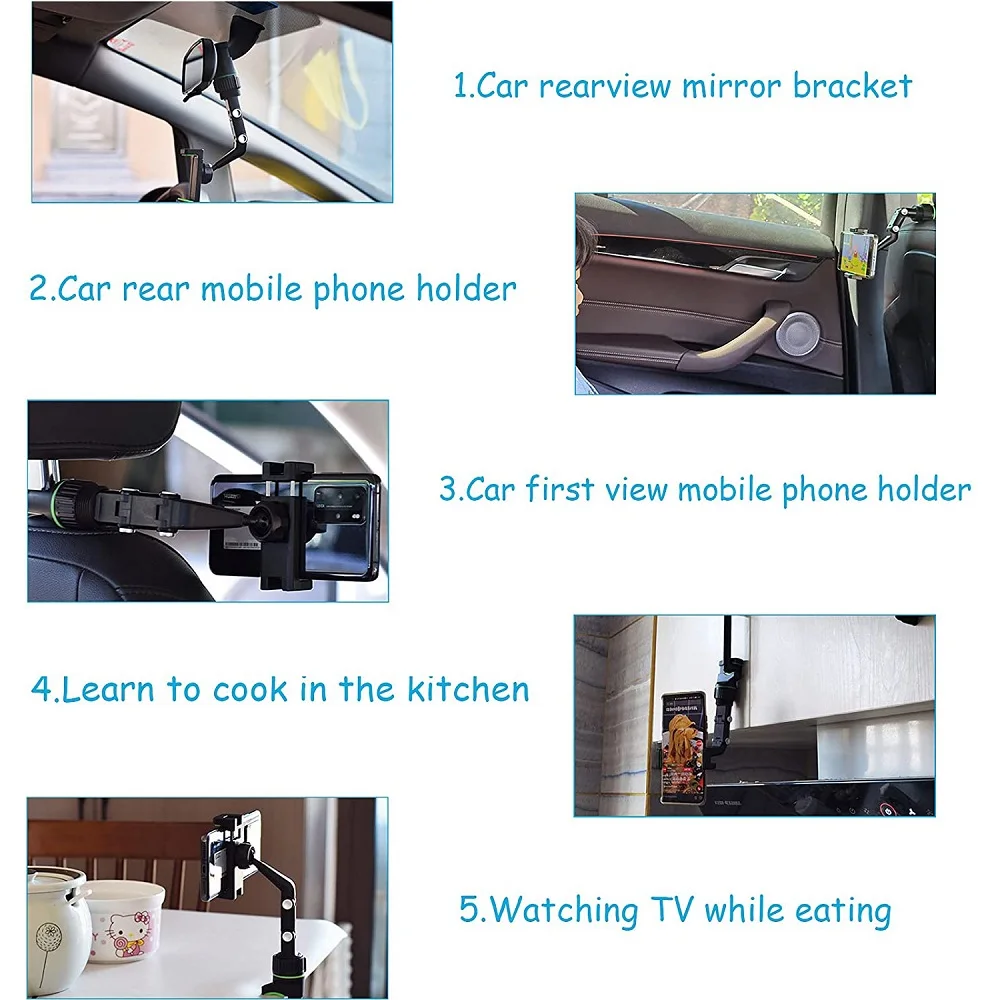 rearview mirror car phone holder stand universal mobile phone clips for car seat back support 4 7inch smartphone car gps bracket free global shipping