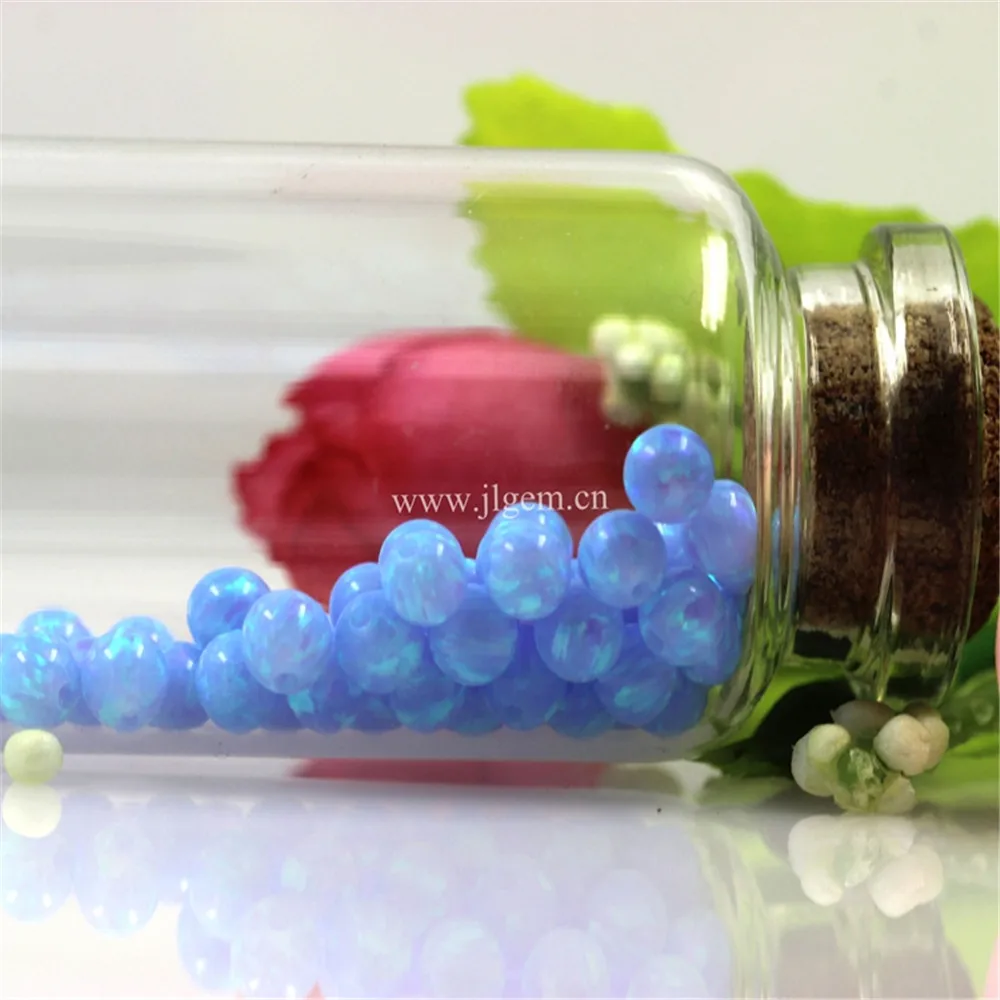 (50 шт./лот) 4 мм круглые опаловые шарики синтетические op06 светло голубые