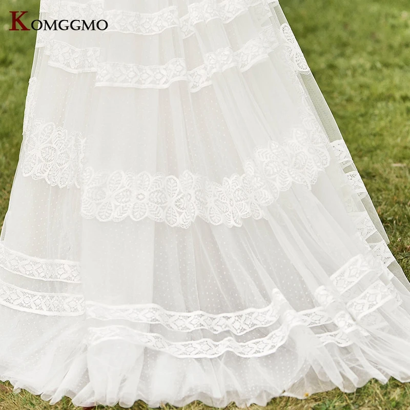 

High-End Custom Made Three Quarter Sleeve V-Neck Bridal Gown Elegant Backless Sweep Train Lace Appliques A-Line Wedding Dress