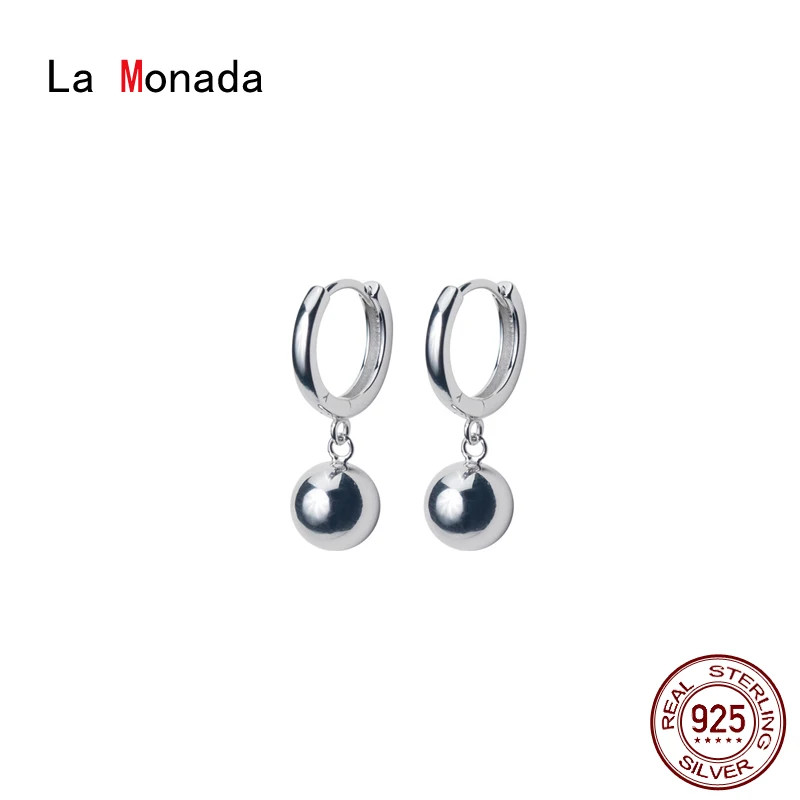 

La Monada 925 Silver Woman Earring Ball Charms Ear Piercing 925 Silver Jewelry Small Hoop Earrings For Women Female Girls
