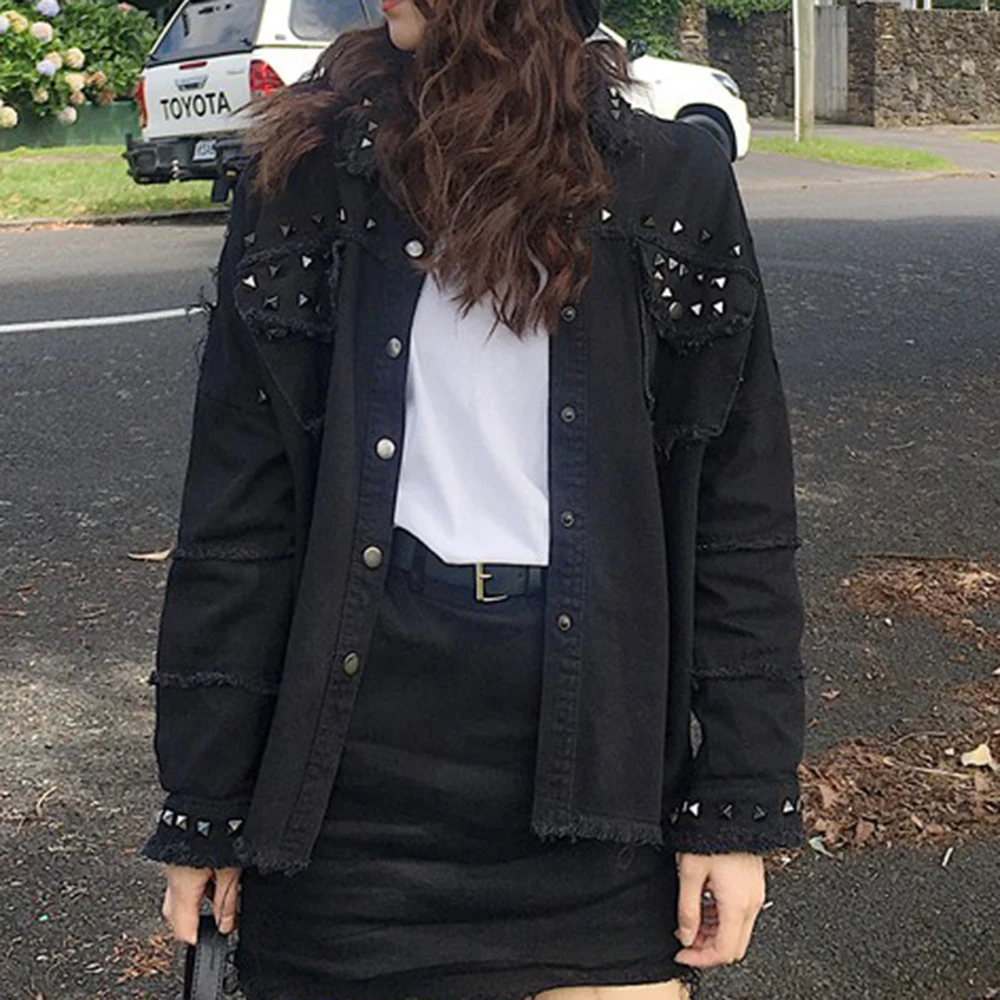 Асимметричное Свободное пальто уличная Весенняя верхняя одежда с шипами женская