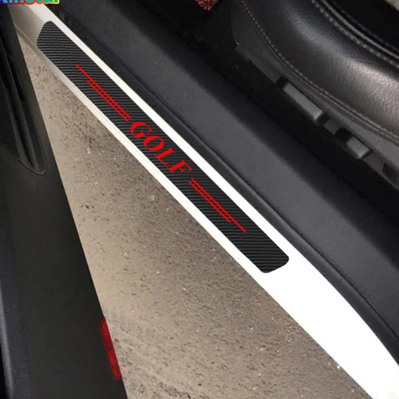 4 шт. углеродного волокна Защита дверных порогов Стикеры для Фольксваген Гольф