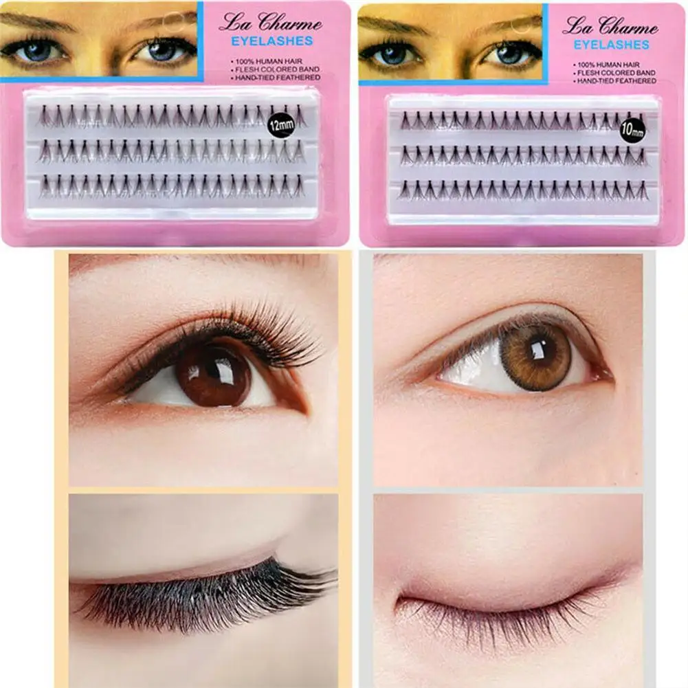 

60 Cluster 10D 20D Eyelash Extensions Semi-permanent Makeup Mink Natural Eyelash Eyelashes Style Curly Individual Long Faux V7T3