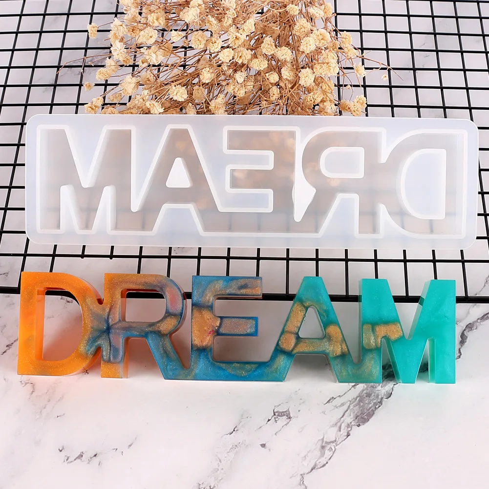 

Dream Letter Ornament Silicone Resin Mold DIY Mirror UV Epoxy Resin Mold Chocolate Candy Mold Resin Art Supplies