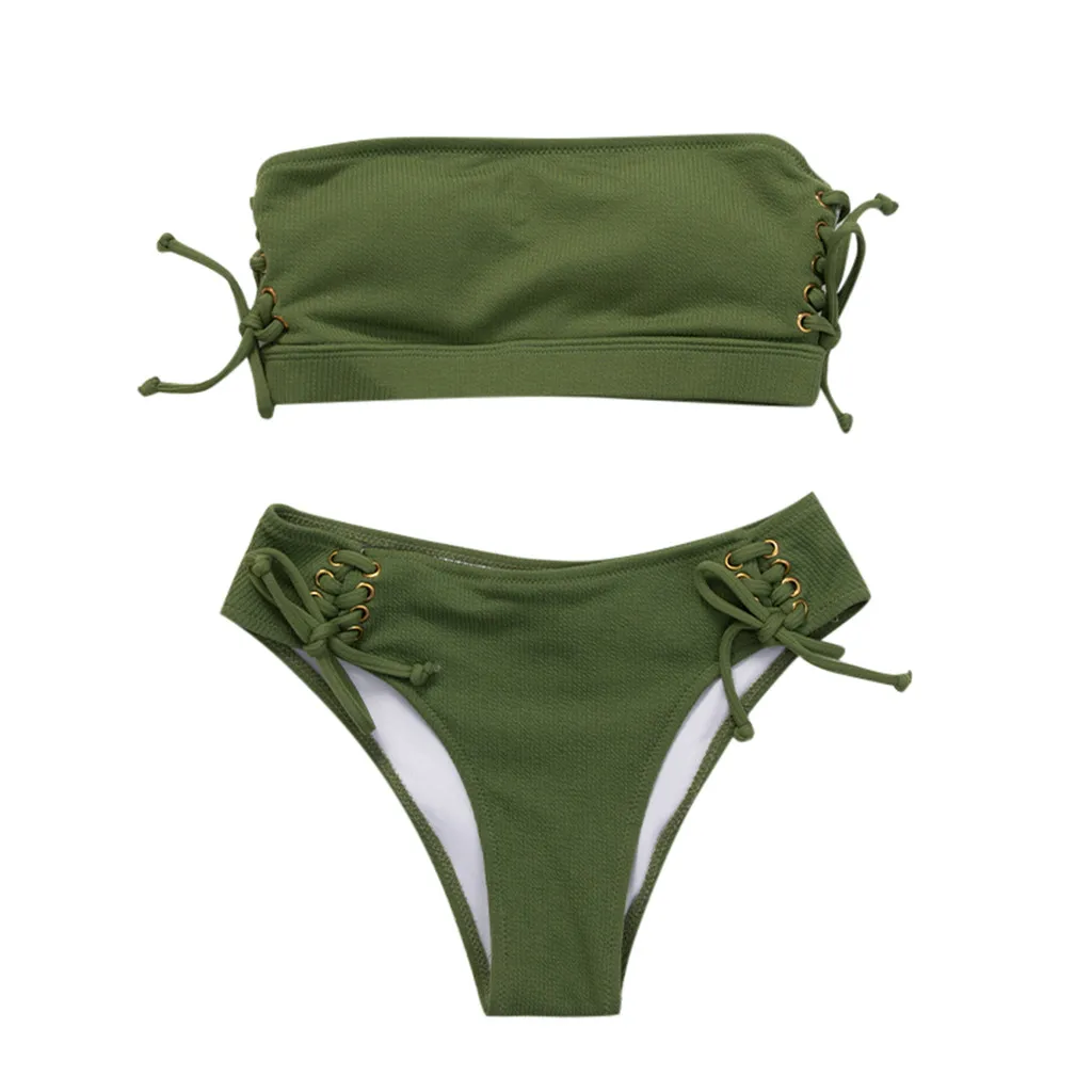 Женский купальный костюм из двух частей с принтом и высокой талией комплект