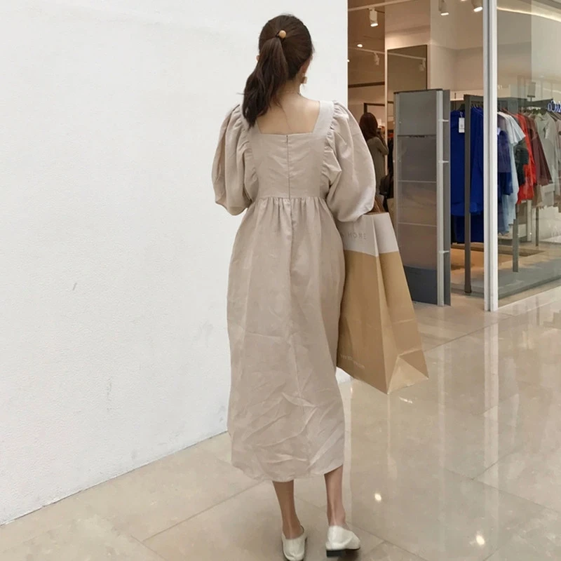 Свободное Хлопковое платье трапеция с коротким рукавом корейское mori girl