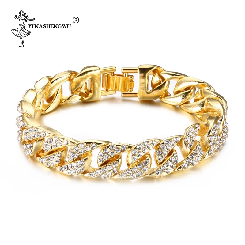 Ожерелье мужское с покрытием из серебра и золота со стразами 13 мм|Цепочки| |