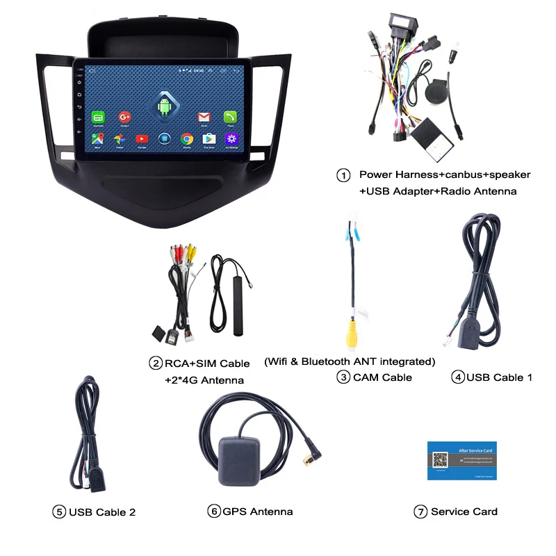 Автомобильный Dvd проигрыватель Wanqi Android 9 1 2 + 32 ГБ дюймов 3G 4G Wi Fi Gps для Chevrolet Cruze 2008 2015