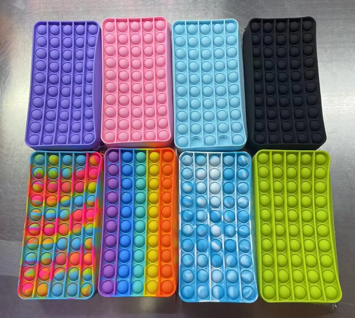 

Rainbow Pencil Case Bags Push Bubble Pencil Storage Bag Pouch School Silicone Fidget Pencil Case Fidget Sensory Toy Pencil Bag