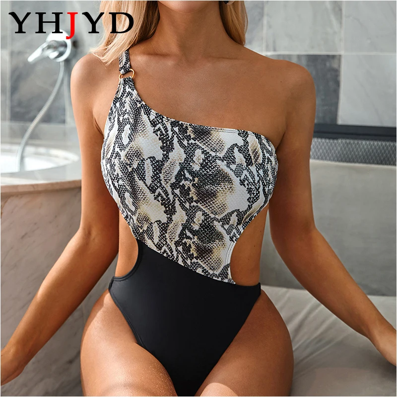 Женский купальный костюм с открытым плечом Цельный купальник трикини