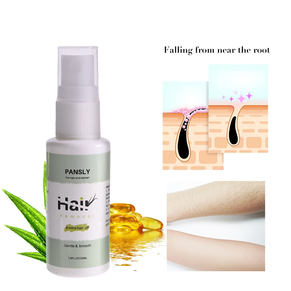 Pansly 8 минут Крем для удаления волос для лица и тела Депилятор для бороды, бикини, ног, подмышек Безболезненный спрей.