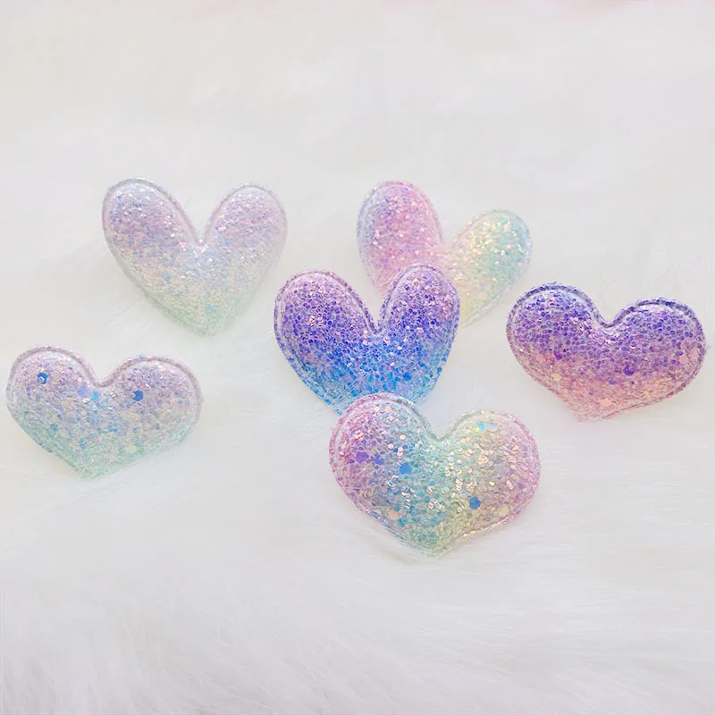 

25Pcs Glitter Fabric Bepowder Heart Applique Cloth Padded Patches for Clothes Headwear Hairpin Wedding DIY Decoration