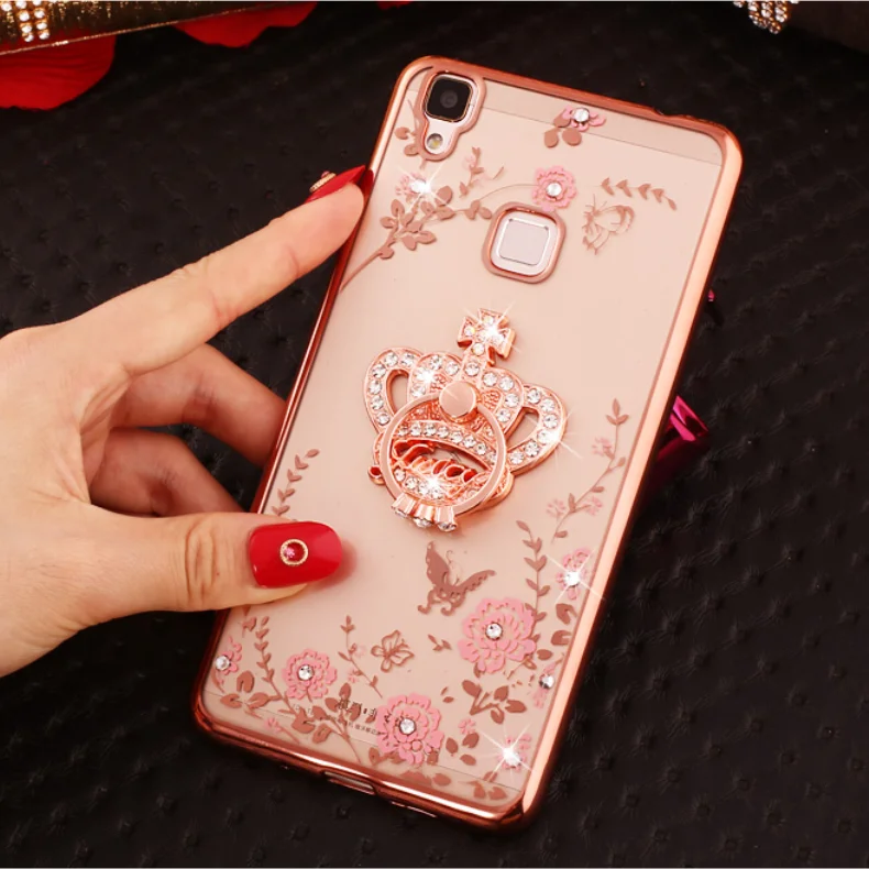 Bling палец кольцо кошка Павлин Из алмазов сверкающих держатель чехол для телефона