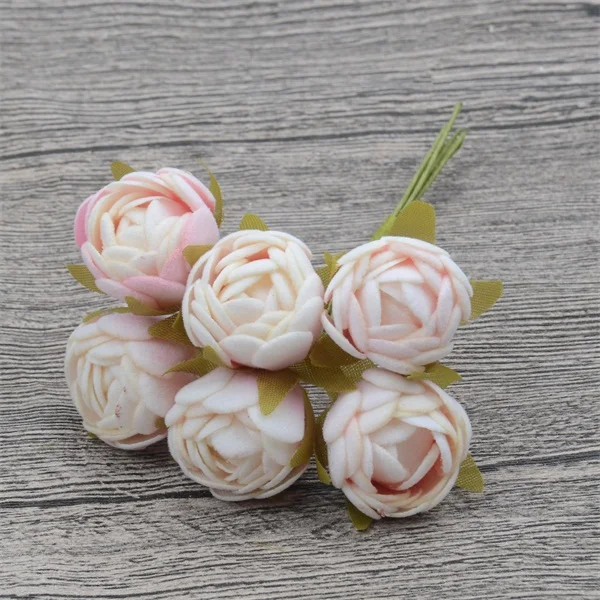 light pink 60 шт. искусственный цветок атласной чайной розой бутон ручной работы искусственный цветок свадебное оформление букета DIY ВЕНОК подарок Скрапбукинг Ремесло - Цвет: light pink