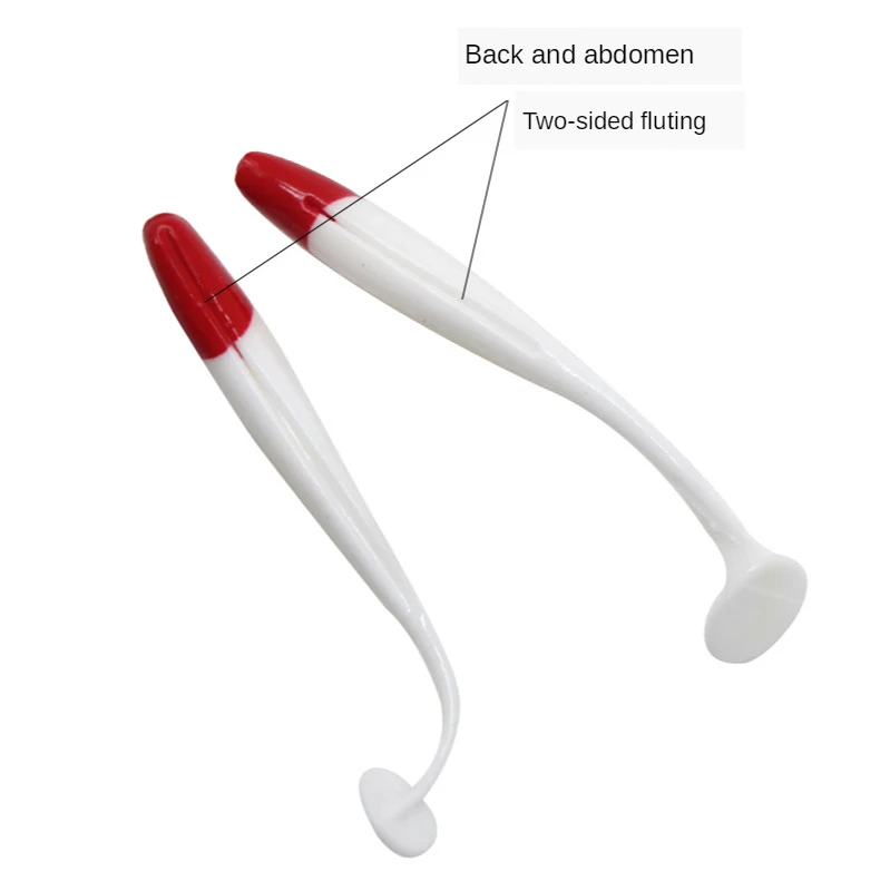 

5Pcs/Lot 5.5cm7cm fishing Red Head-White Body Split Soft Fish Bait Worm Fishing Lures with mouth fishing tackle