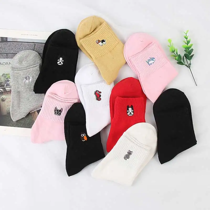 Носки женские хипстерские с рисунком собаки забавные хлопковые короткие носки