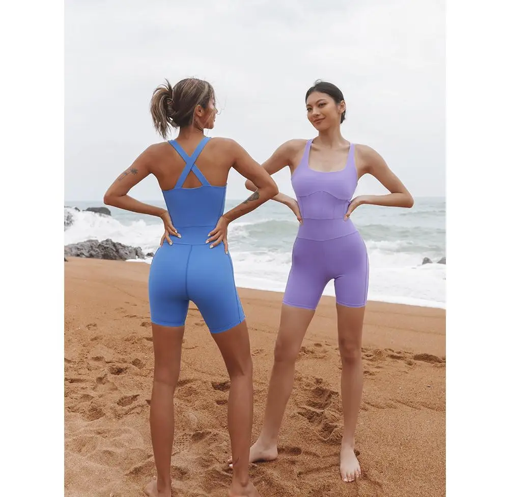 

Спортивные комплекты женские бесшовные Комбинезоны для йоги с подушечками без рукавов цельные комбинезоны для фитнеса спортивная одежда т...