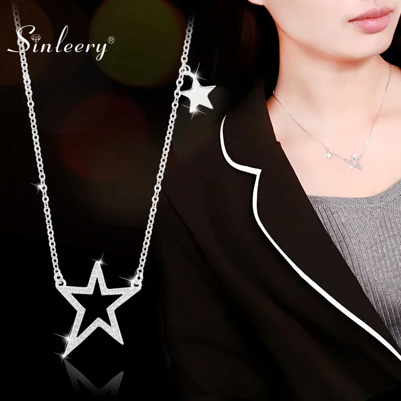 SINLEERY колье с большими полыми маленькими звездочками розовое желтое золотое серебряное тонкое ожерелье