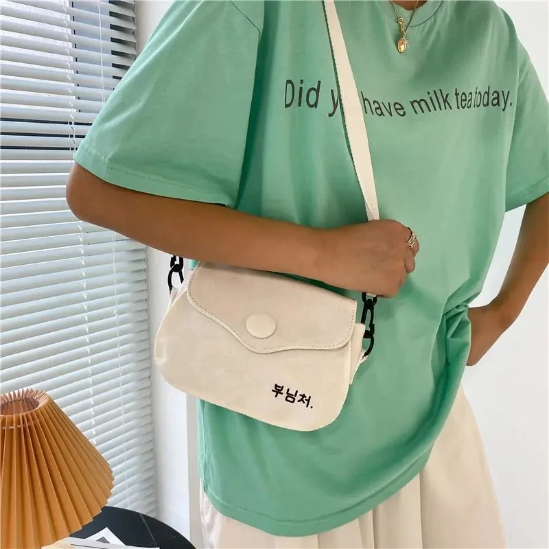 

New Canvas Diagonal Cross Bag Youth Fashion Casual Version Ladies Men's Universal Shoulder Bag Solid Color Women Messenger Bags