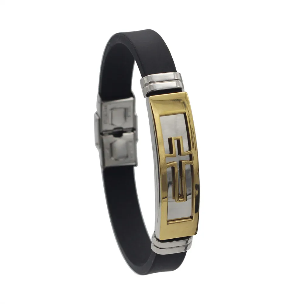 Браслет Hapiship из нержавеющей стали Мужской силиконовый крестообразный браслет