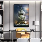 Настенная Картина на холсте с изображением пиратского корабля, винтажный плакат с изображением корабля, Настенная картина для гостиной, домашнего декора отеля