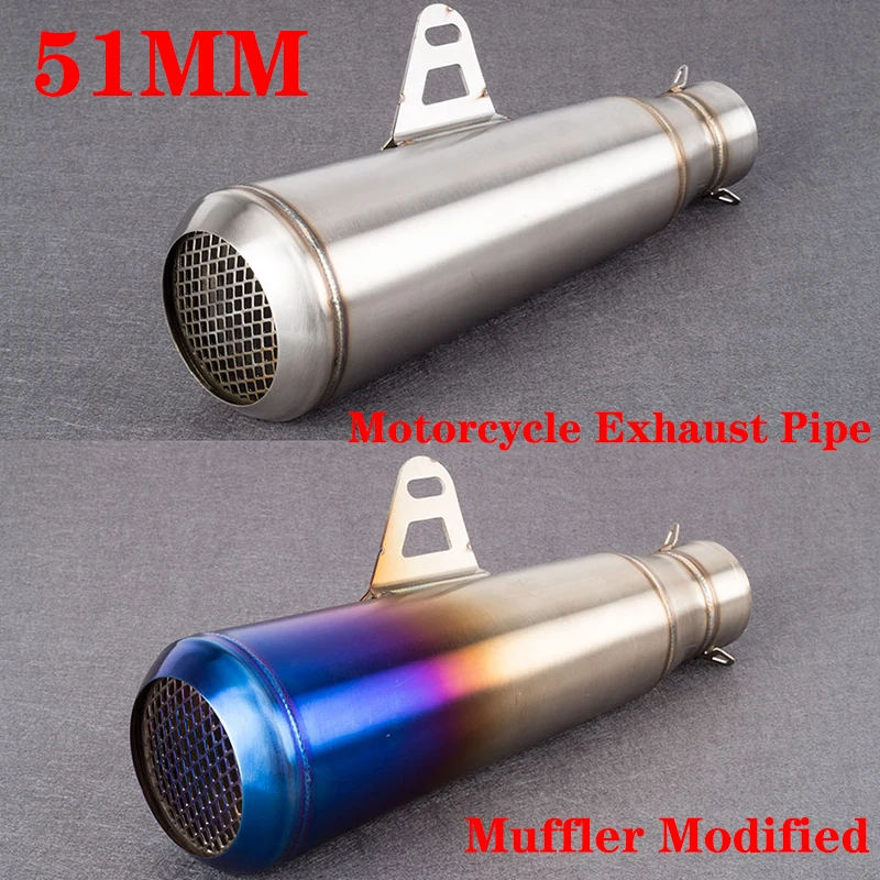 

Universal 51mm Motorcycle Exhaust Pipe Project Motocross Escape Moto Muffler For R25 z750 r3 mt07 mt09 cbr650 Universal Muffler