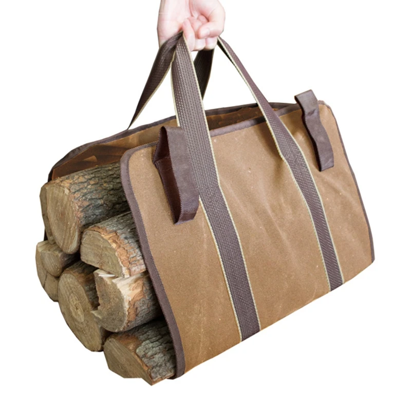 

New Sale New Supersized Canvas Firewood Wood Carrier Bag Log Camping Outdoor Holder Carry Storage Bag Wooden Canvas Bag
