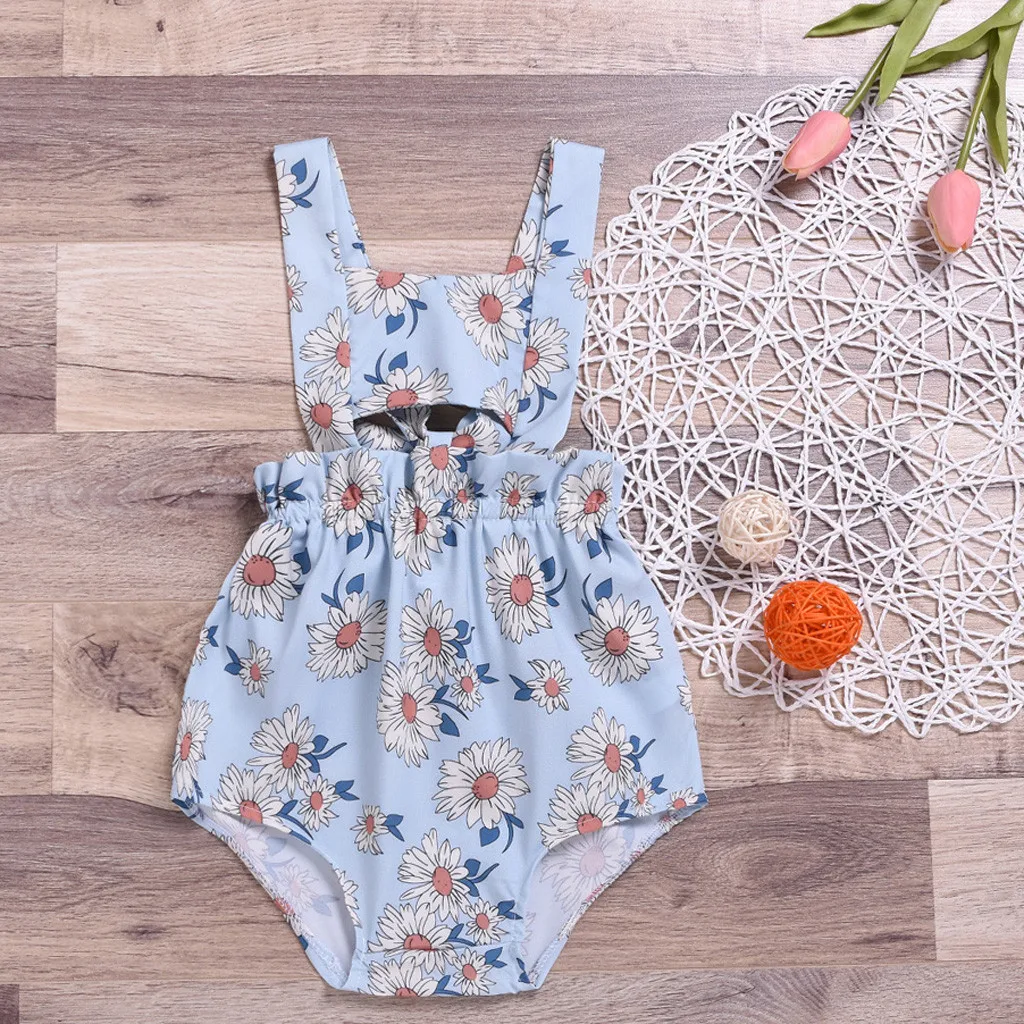 Летнее боди для новорожденных подтяжки маленьких девочек Бандаж с открытой