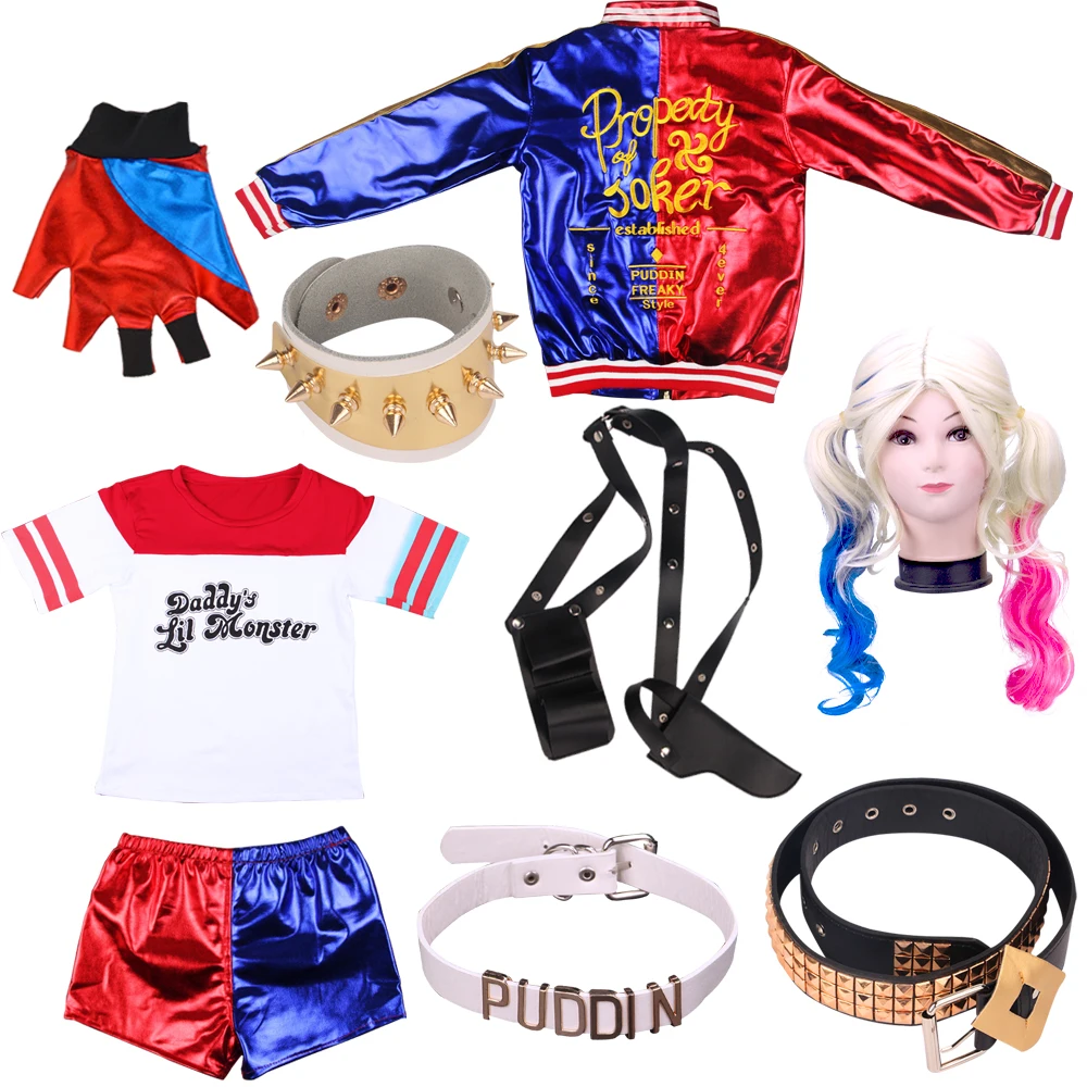 Костюмы Харли Квинн для девочек и взрослых косплей футболка монстр команды
