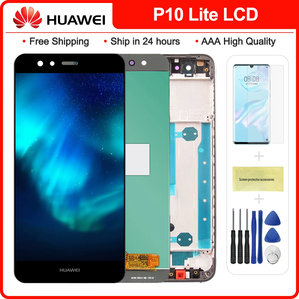 100% новый 5 2 &quotЖК дисплей для HUAWEI P10 Lite сборочного узла сенсорного экрана ЖК