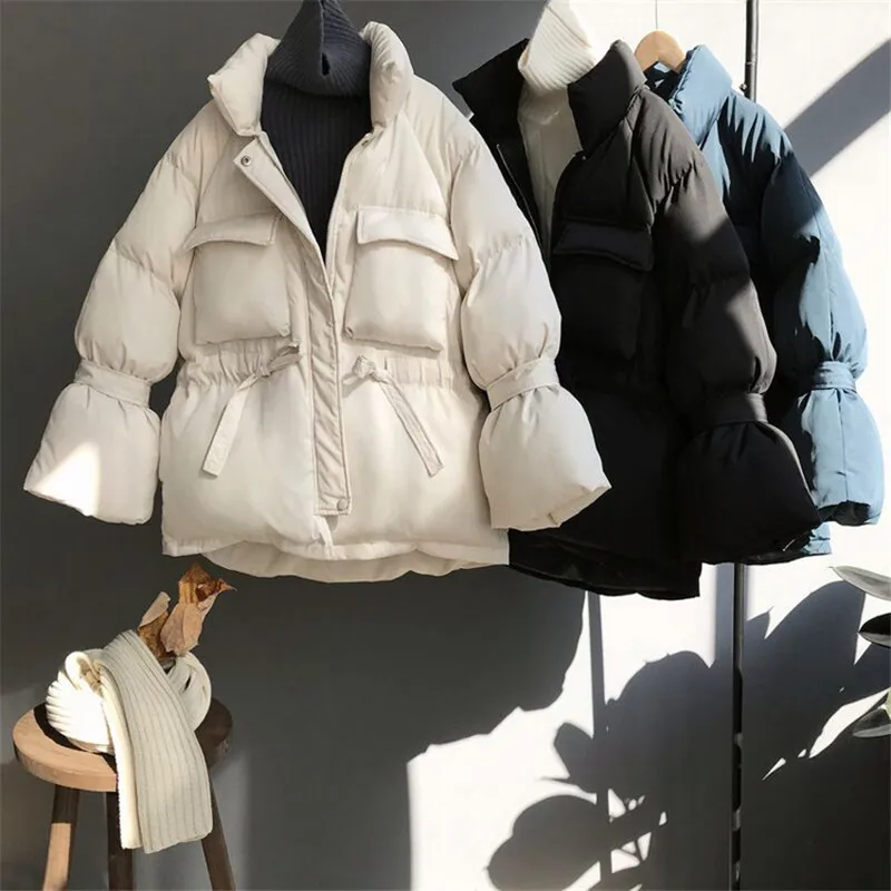 Новая короткая зимняя куртка Модный женский пуховик со стоячим воротником