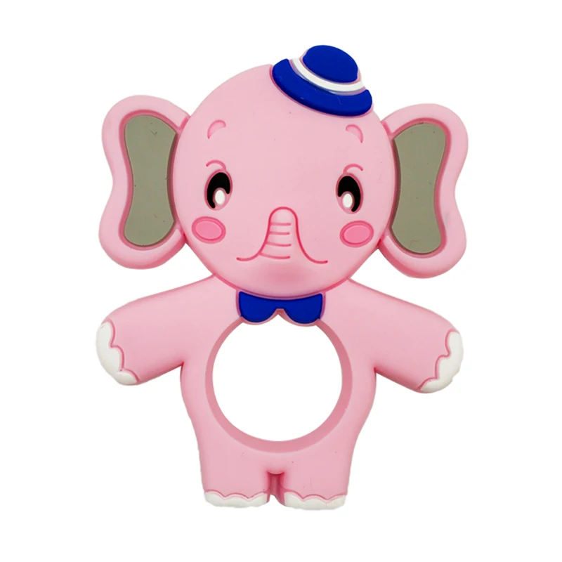 Elephant Pink DIY животное детский спасательный круг пищевого класса Силиконовые Прорезыватели для младенцев силиконовые жевательные Подвески Детские Прорезыватели подарок игрушки для малышей - Цвет: Elephant Pink