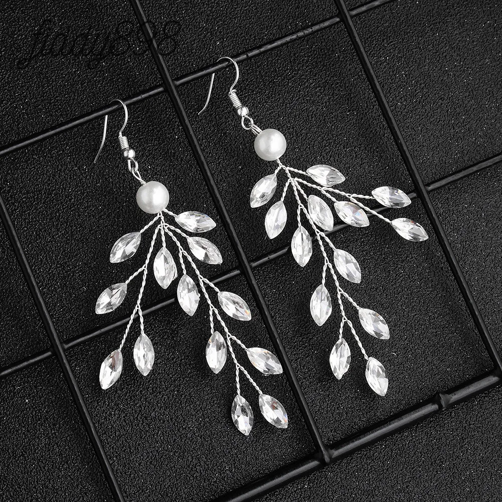 Простой стиль стразы висячие серьги модное ювелирное изделие для невесты женщин