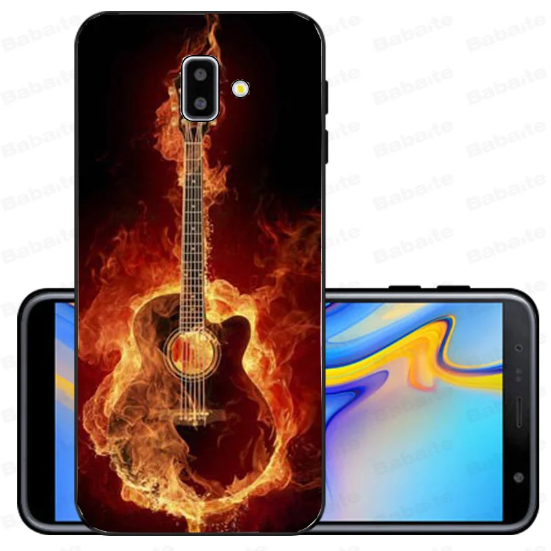 Чехол для телефона из ТПУ с изображением гитары музыкальных инструментов черный