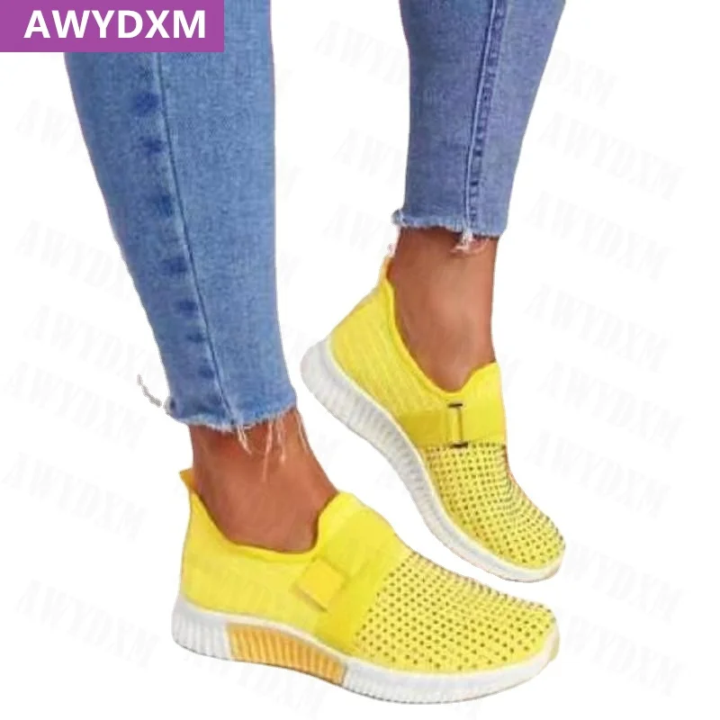 

2021 Spring Autumn New Women's Flats Sport Mesh Breathable Shoes Fashion Designer Lace Up Unique Running Walking Sneakers Femme