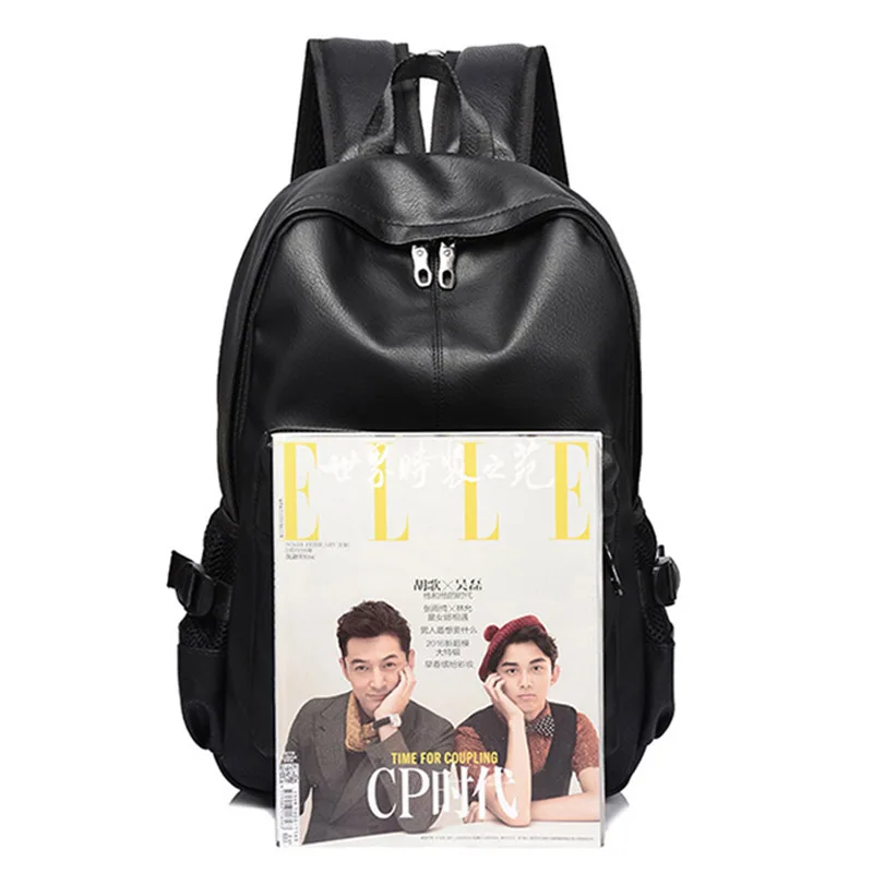 

2021 Men Backpack pu Leather School Backpack Bag Waterproof Travel Bag Casual Leather Book bag Male bags for Teenager